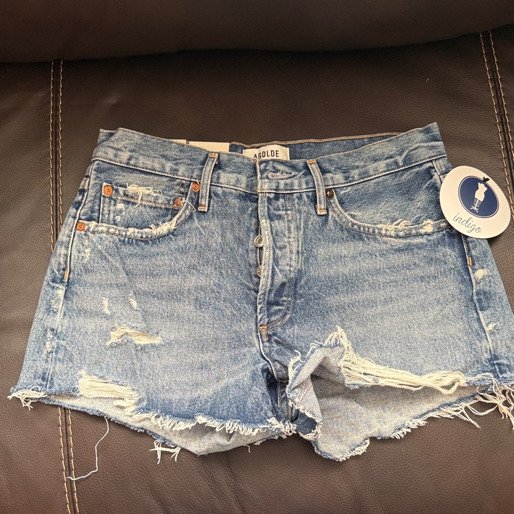 Agolde Women's Ripped Jean Shorts - Indigo